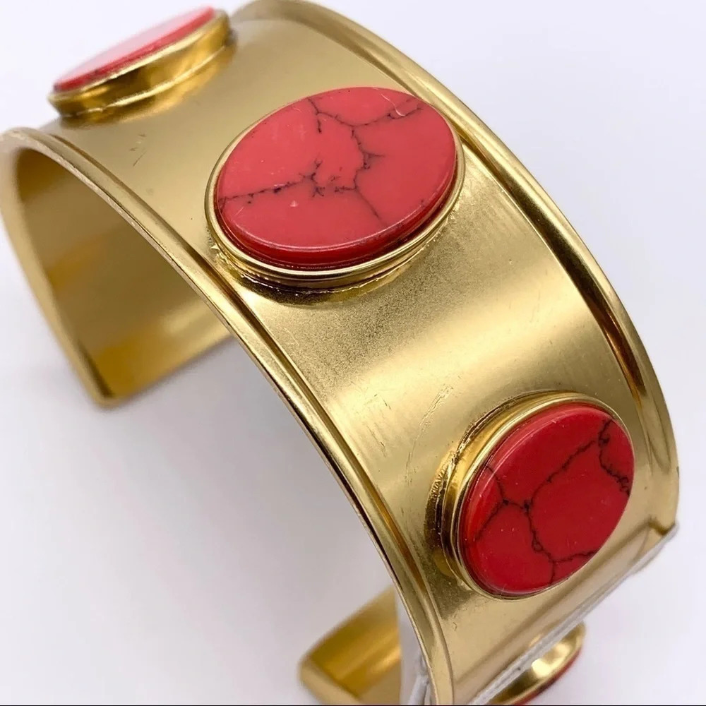 Kate Spade Bright and Bold Red & Gold Cuff Bracelet NWT - Picture 3 of 4